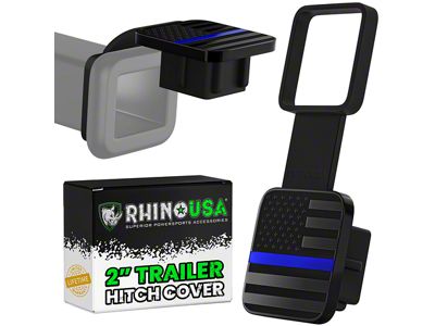 Rhino USA 2-Inch American Flag Hitch Cover; Black/Blue (Universal; Some Adaptation May Be Required)