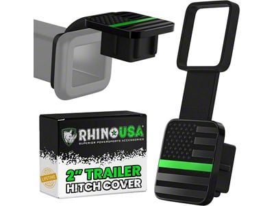 Rhino USA 2-Inch American Flag Hitch Cover; Black/Green (Universal; Some Adaptation May Be Required)