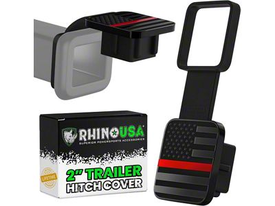 Rhino USA 2-Inch American Flag Hitch Cover; Black/Red (Universal; Some Adaptation May Be Required)