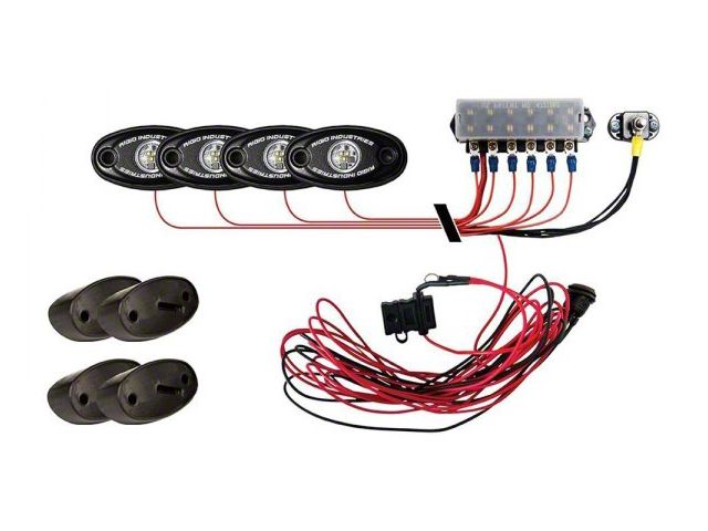 Rigid Industries Rock Light Kit; Red; 4-Pieces (Universal; Some Adaptation May Be Required)