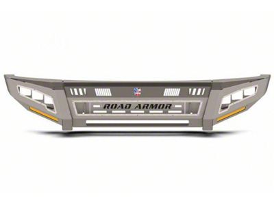 Road Armor iDentity Beauty Ring Front Bumper with Smooth Center Section, WIDE End Pods, X3 Cube Light Pods and Accent Lights; Raw Steel (17-22 F-350 Super Duty)