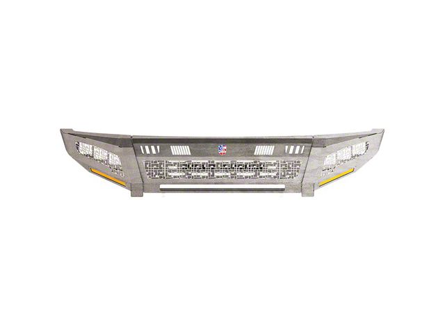 Road Armor iDentity iD Mesh Front Bumper with Smooth Center Section, WIDE End Pods, X3 Cube Light Pods and Accent Lights; Raw Steel (11-16 F-350 Super Duty)