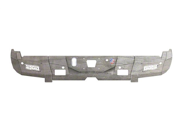 Road Armor iDentity iD Mesh Rear Bumper with Non-Shackle End Pods and Accent Lights; Raw Steel (10-18 RAM 2500)