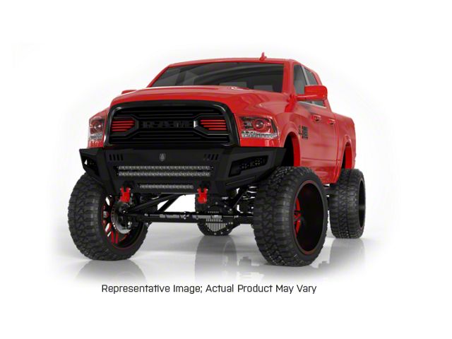 Road Armor iDentity Beauty Ring Front Bumper with WIDE End Pods and Triple Cube Light Pods; Raw Steel (19-24 RAM 3500)