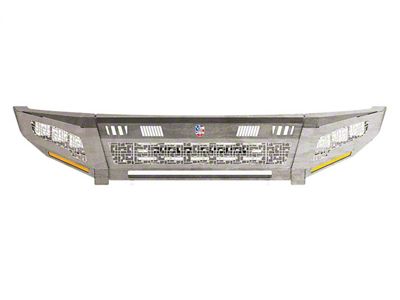 Road Armor iDentity Hyve Mesh Front Bumper with Smooth Center Section, WIDE End Pods, X3 Cube Light Pods and Accent Lights; Raw Steel (10-18 RAM 3500)