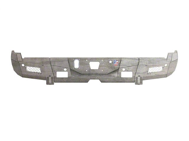 Road Armor iDentity Hyve Mesh Rear Bumper with Shackle End Pods and Accent Lights; Raw Steel (15-19 Silverado 3500 HD)