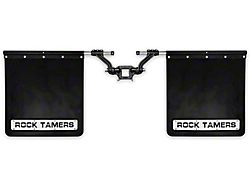 Rock Tamers 2-Inch Hub Mudflap System; Matte Black/Stainless Steel Trim Plates (Universal; Some Adaptation May Be Required)