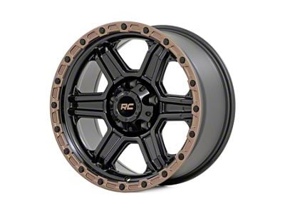 Rough Country 79 Series Semi Gloss Black with Bronze Ring 8-Lug Wheel; 18x9; -12mm Offset (01-06 Silverado 2500 HD)