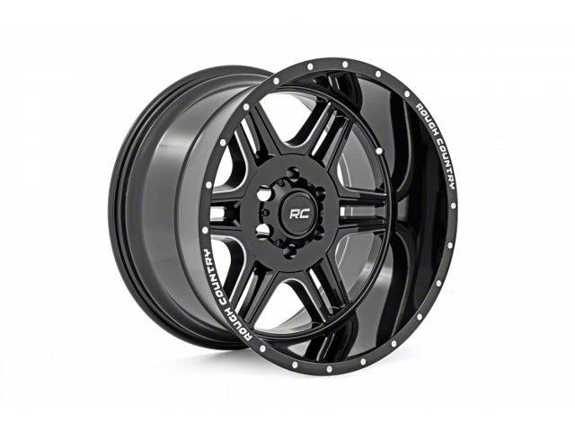 Rough Country 92 Series Gloss Black Machined 8-Lug Wheel; 22x12; -44mm Offset (03-09 RAM 2500)