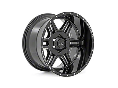 Rough Country 92 Series Gloss Black Machined 8-Lug Wheel; 20x12; -44mm Offset (11-14 Silverado 3500 HD SRW)