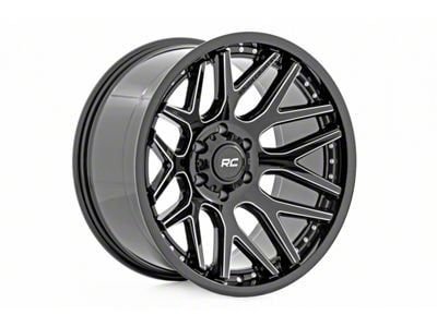 Rough Country 95 Series Gloss Black Machined 8-Lug Wheel; 20x10; -19mm Offset (15-19 Silverado 3500 HD SRW)