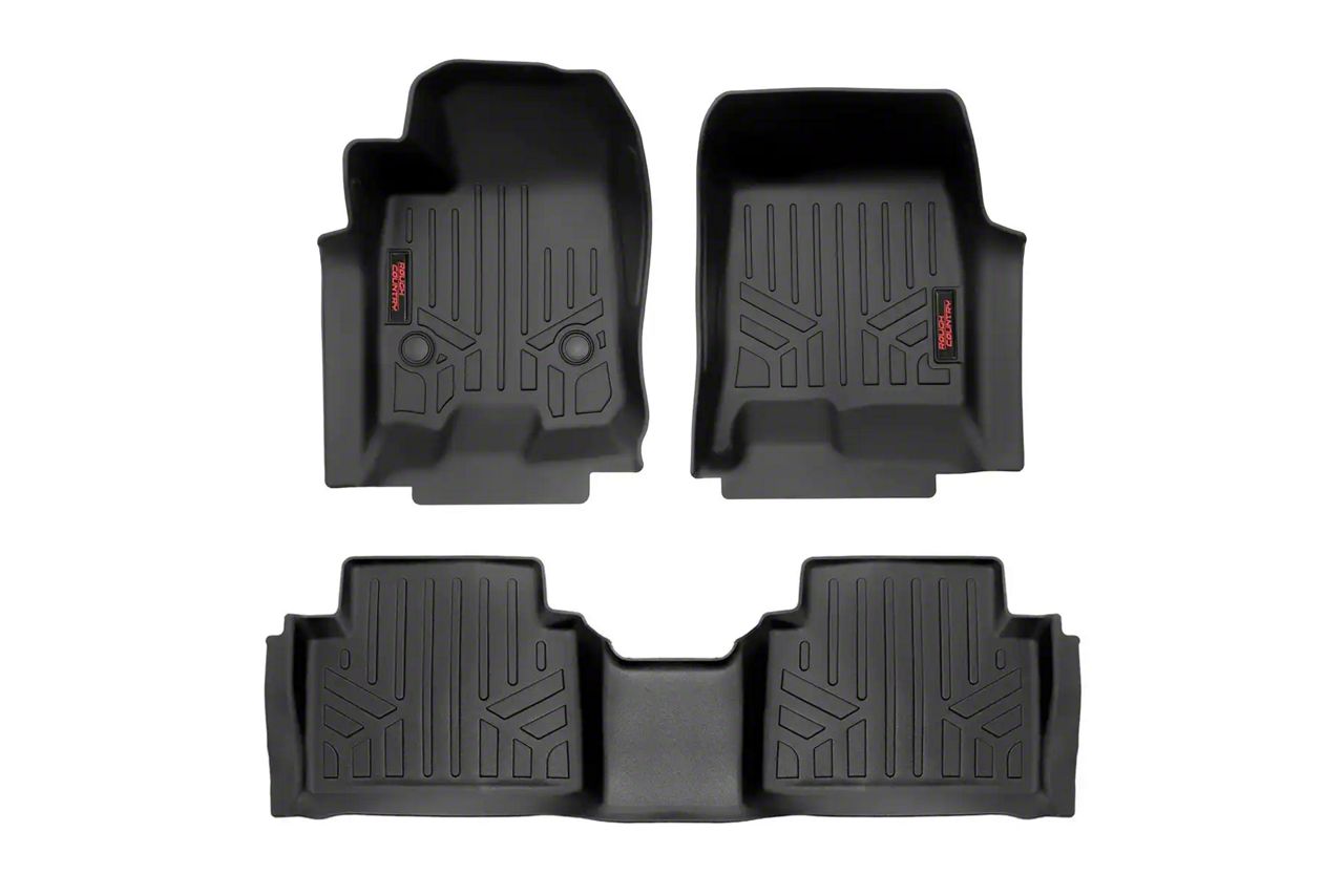 Rough Country Canyon Heavy Duty Front and Rear Floor Mats; Black M