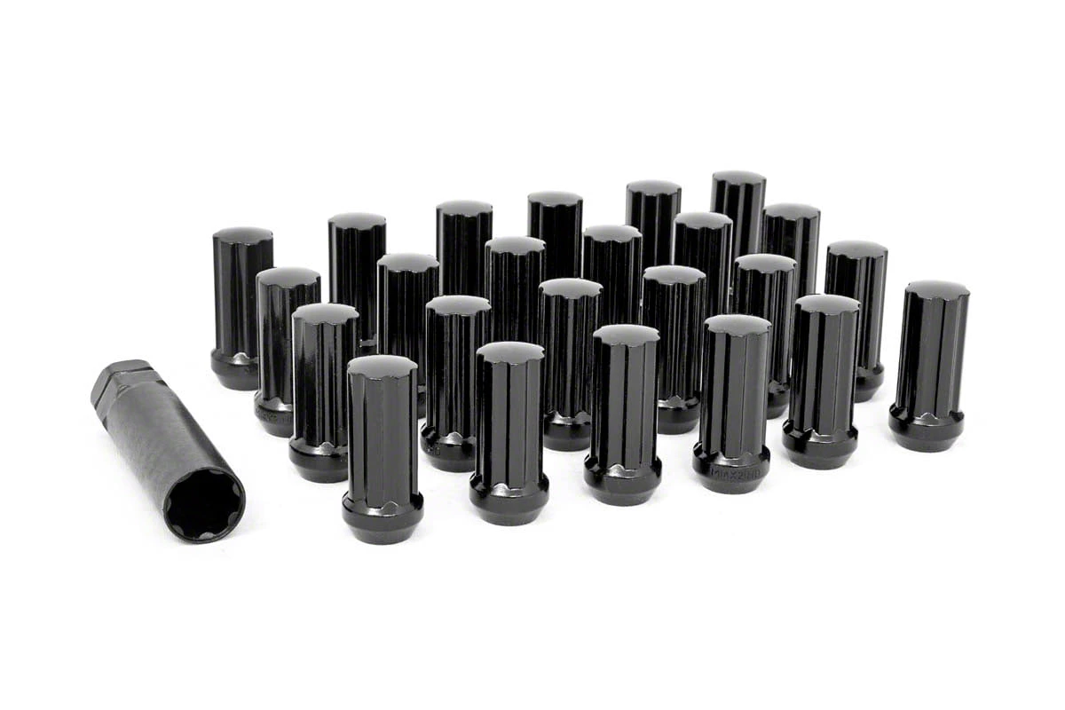 Rough Country F150 Black Bulge Acorn Style Lug Nut Kit; M14 x 2.0; Set