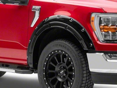 Rough Country Defender Fender Flares; Gloss Black (21-23 F-150 w/o Factory Running Boards, Excluding Raptor)