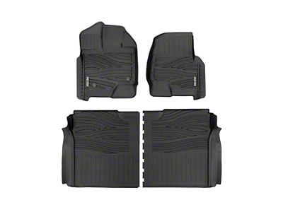 Rough Country Flex-Fit Front and Rear Floor Mats; Black (15-24 F-150 SuperCrew w/o Rear Under Seat Storage)