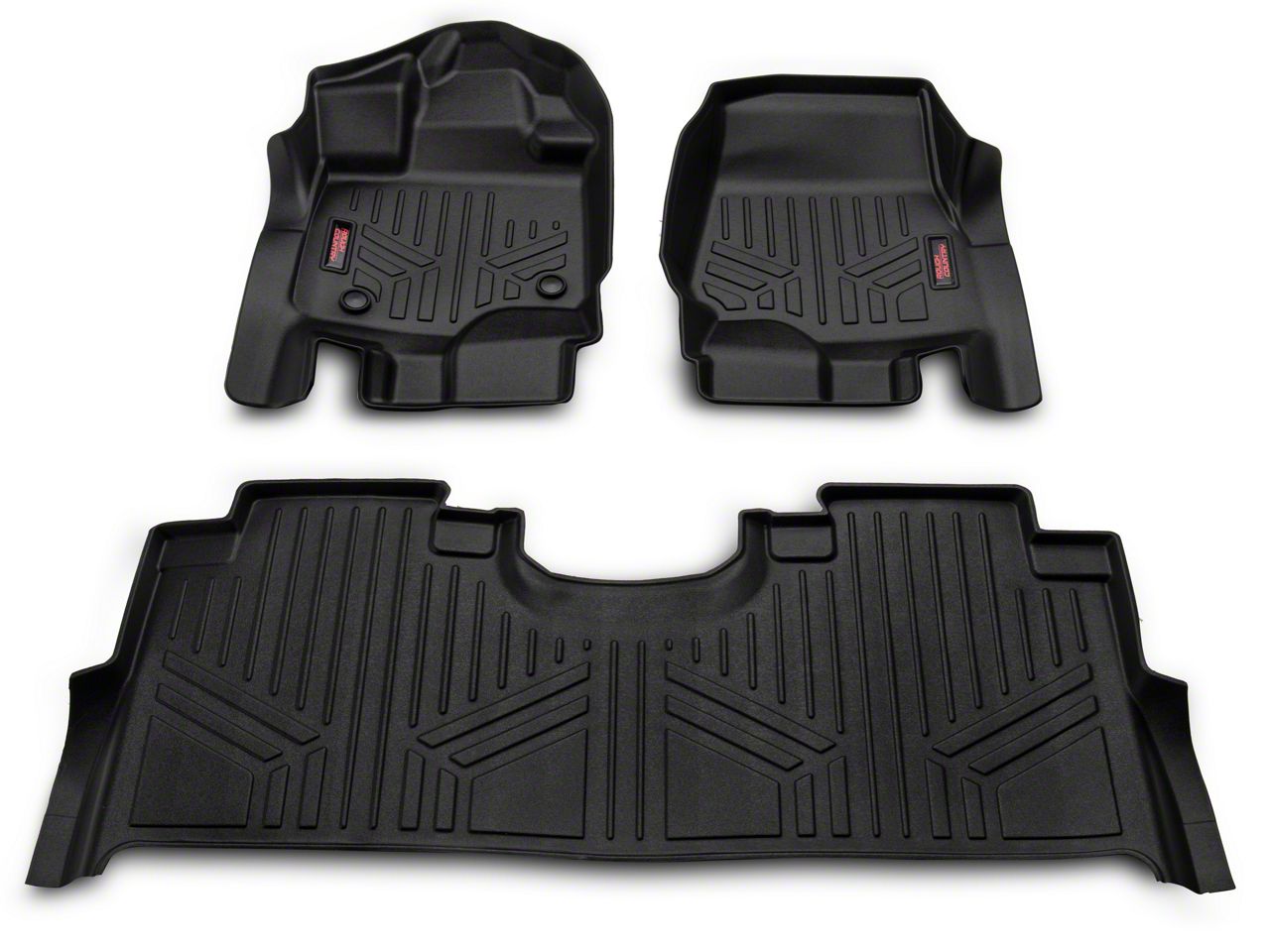 Rough Country F150 Heavy Duty Front and Rear Floor Mats; Black M51515