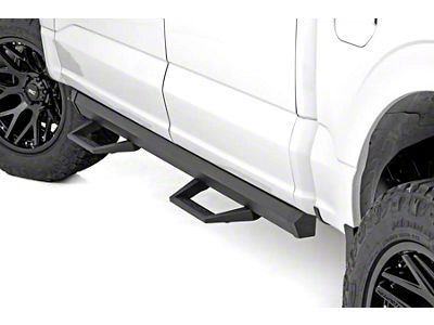 Rough Country SRL2 ADJ Aluminum Side Step Bars; Black (15-24 F-150 SuperCrew)