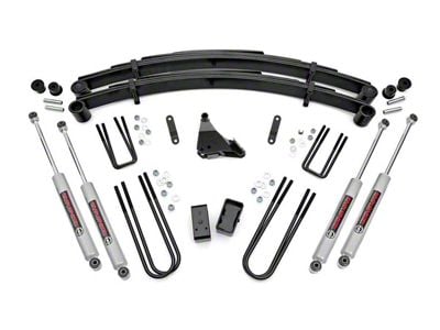 Rough Country 4-Inch Suspension Lift Kit with Rear Lift Blocks and Premium N3 Shocks (Late 99-04 4WD 6.8L, 7.3L Powerstroke F-250 Super Duty)