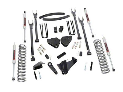 Rough Country 6-Inch 4-Link Suspension Lift Kit with M1 Monotube Shocks (05-07 4WD 6.0L Powerstroke F-250 Super Duty w/o Factory Overload Springs)