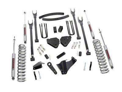 Rough Country 6-Inch 4-Link Suspension Lift Kit with Premium N3 Shocks (05-07 4WD 5.4L, 6.8L F-250 Super Duty w/o Factory Overload Springs)