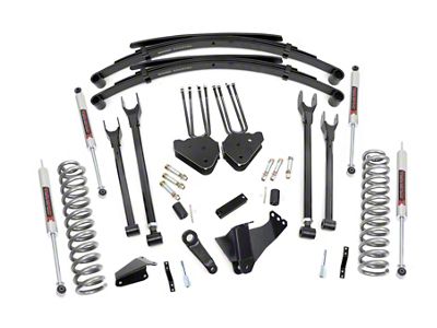 Rough Country 6-Inch 4-Link Suspension Lift Kit with Rear Leaf Springs and M1 Monotube Shocks (05-07 4WD 6.0L Powerstroke F-250 Super Duty)