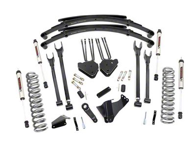 Rough Country 6-Inch 4-Link Suspension Lift Kit with Rear Leaf Springs and V2 Monotube Shocks (05-07 4WD 6.0L Powerstroke F-250 Super Duty)