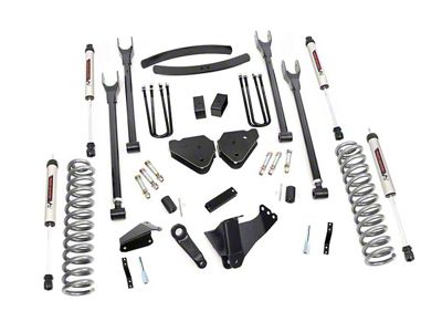 Rough Country 6-Inch 4-Link Suspension Lift Kit with V2 Monotube Shocks (05-07 4WD 6.0L Powerstroke F-250 Super Duty w/ Factory Overload Springs)