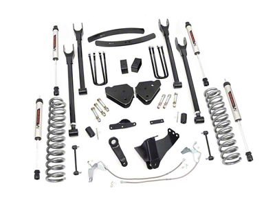 Rough Country 6-Inch 4-Link Suspension Lift Kit with V2 Monotube Shocks (08-10 4WD 5.4L, 6.8L F-250 Super Duty)