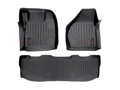 Rough Country Heavy Duty Front and Rear Floor Mats; Black (08-10 F-250 Super Duty SuperCrew w/o Floor Shifter & 2nd Row Bucket Seats)