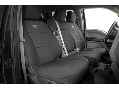 Rough Country Neoprene Front and Rear Seat Covers; Black (17-25 F-250 Super Duty SuperCrew w/ Front Bench Seats)