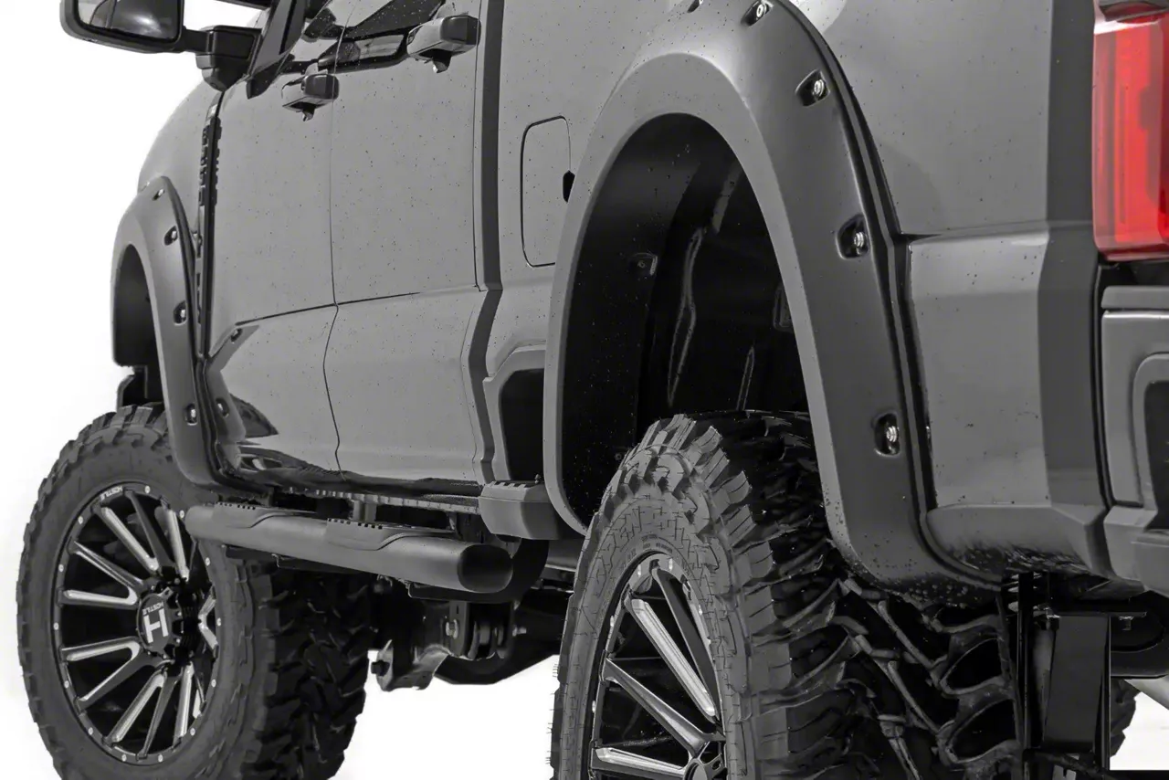 Rough Country F250 Super Duty Pocket Fender Flares; Flat Black F