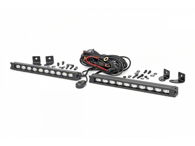 Rough Country 10-Inch Black Series Slimline LED Light Bars; Flood Beam (Universal; Some Adaptation May Be Required)