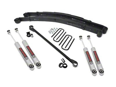 Rough Country 2-Inch Front Leveling Kit with Leaf Springs and Premium N3 Shocks (99-04 4WD 6.8L, 7.3L Powerstroke F-350 Super Duty SRW)