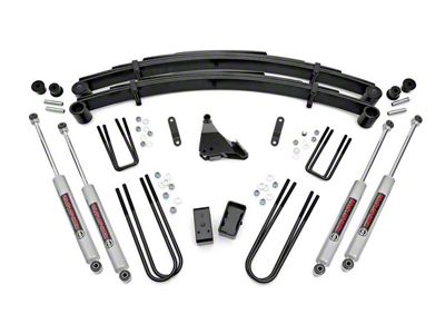 Rough Country 4-Inch Suspension Lift Kit with Rear Lift Blocks and Premium N3 Shocks (Late 99-04 4WD 6.8L, 7.3L Powerstroke F-350 Super Duty SRW)