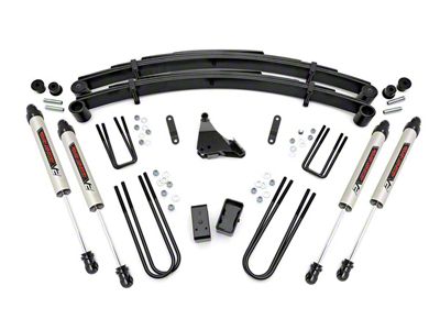 Rough Country 4-Inch Suspension Lift Kit with Rear Lift Blocks and V2 Monotube Shocks (Late 99-04 4WD 6.8L, 7.3L Powerstroke F-350 Super Duty SRW)