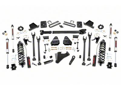 Rough Country 6-Inch 4-Link Coil-Over Conversion Suspension Lift Kit with Front Driveshaft and V2 Monotube Shocks (17-22 4WD 6.7L Powerstroke F-350 Super Duty SRW w/ 4-Inch Rear Axle & w/o Factory Overload Springs, Excluding Tremor)