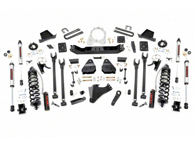 Rough Country 6-Inch 4-Link Coil-Over Conversion Suspension Lift Kit with V2 Monotube Shocks (17-22 4WD 6.7L Powerstroke F-350 Super Duty SRW w/ 4-Inch Rear Axle & Factory Overload Springs, Excluding Tremor)