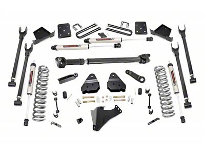 Rough Country 6-Inch 4-Link Suspension Lift Kit with Front Driveshaft and V2 Monotube Shocks (17-22 4WD 6.7L Powerstroke F-350 Super Duty SRW w/ 3.50-Inch Rear Axle & w/o Factory Overload Springs)