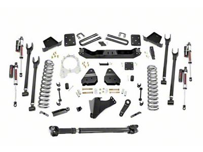 Rough Country 6-Inch 4-Link Suspension Lift Kit with Front Driveshaft and Vertex Reservoir Shocks (17-22 4WD 6.7L Powerstroke F-350 Super Duty SRW w/ 3.50-Inch Rear Axle & w/ Factory Overload Springs)