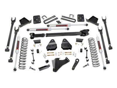 Rough Country 6-Inch 4-Link Suspension Lift Kit with Front Driveshaft and M1 Monotube Shocks (17-22 4WD 6.7L Powerstroke F-350 Super Duty SRW w/ 3.50-Inch Rear Axle & Factory Overload Springs)