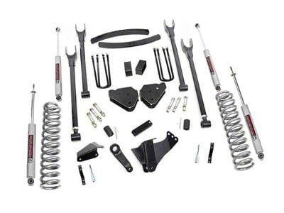 Rough Country 6-Inch 4-Link Suspension Lift Kit with Premium N3 Shocks (05-07 4WD 5.4L, 6.8L F-350 Super Duty SRW w/o Factory Overload Springs)