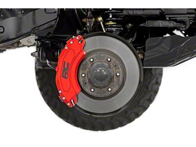 Rough Country Brake Caliper Covers; Red; Front and Rear (23-25 F-350 Super Duty SRW)