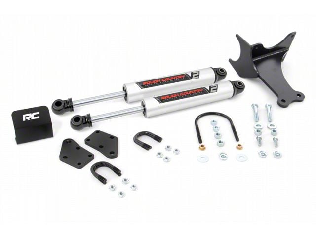 Rough Country Dual V2 Steering Stabilizer for 2 to 8-Inch Lift (11-24 4WD F-350 Super Duty)
