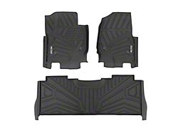 Rough Country Flex-Fit Front and Rear Floor Mats; Black (17-24 F-350 Super Duty SuperCrew w/o Floor Shifter)