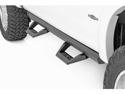 Rough Country SRX2 Adjustable Aluminum Side Step Bars; Textured Black (17-24 F-350 Super Duty SuperCrew)