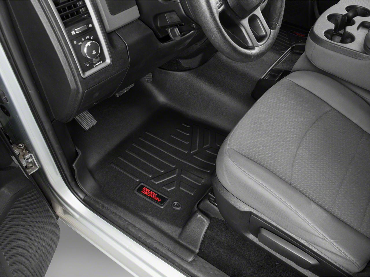 Rough Country Ram Heavy Duty Front Over The Hump And Rear Floor Mats Black R108483 12 18 Ram 3673