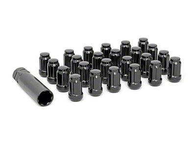 Rough Country Black 7-Spline Lug Nut Kit; 1/2x20; Set of 24 (94-01 RAM 1500)