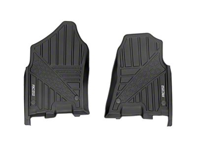 Rough Country Flex-Fit Front Floor Mats; Black (19-24 RAM 1500 Crew Cab)