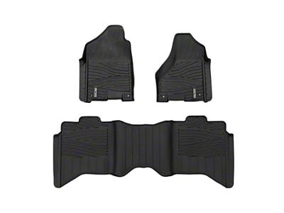 Rough Country Flex-Fit Front and Rear Floor Mats; Black (09-18 RAM 1500 Crew Cab)