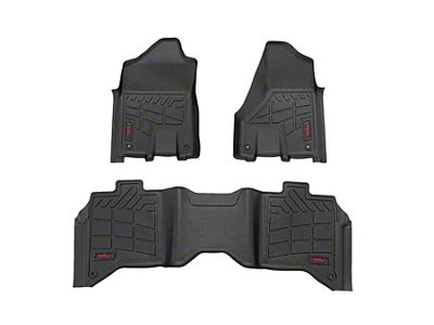 Rough Country Sure-Fit Front and Rear Floor Mats; Black (19-24 RAM 2500 Crew Cab w/ Bucket Seats & Automatic Transmission)